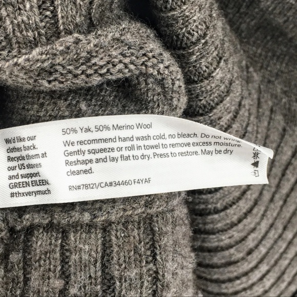 Eileen Fisher Womens Cowl Neck Poncho Sweater Yak Wool Asymmetrical Hem Sz med - Picture 3 of 6